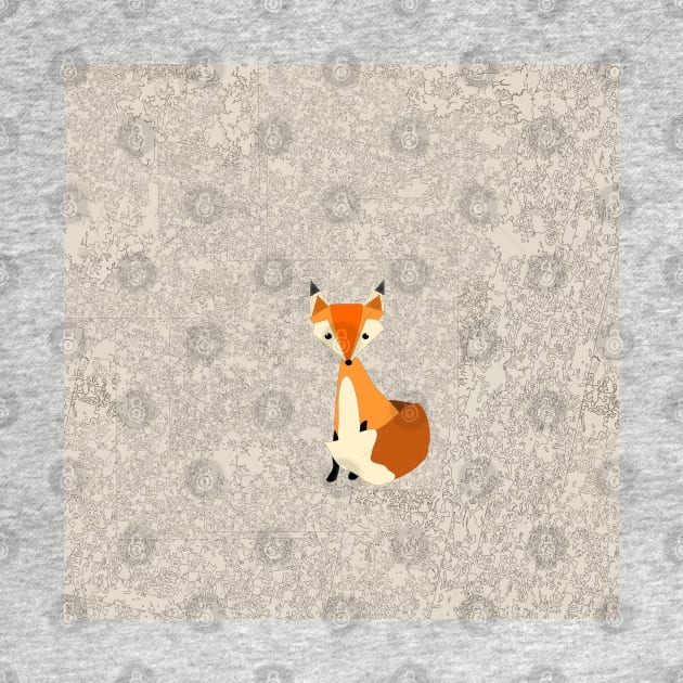 Cute fox on textured background by Cherubic